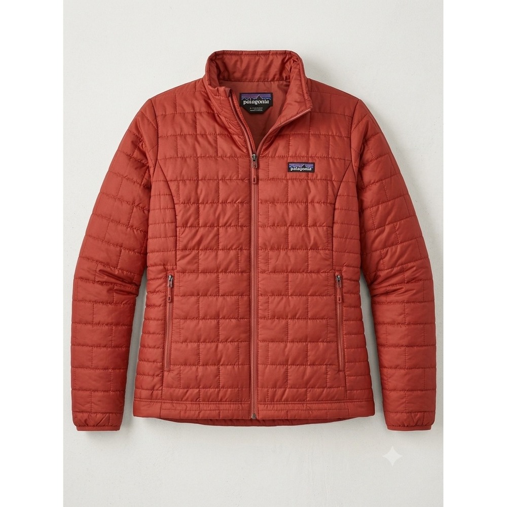 Patagonia Nano Puff Jacket Womens Medium Rust Orange Quilted Puffer Full Zip